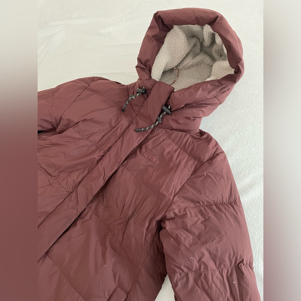 REI Campbell Down Women's Burgundy Hooded Puffer Coat